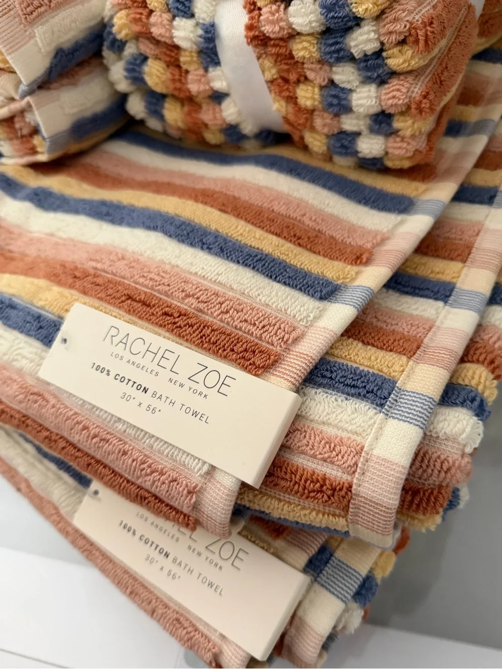 Rachel Zoe fall Autumn Multicolor Striped Bath washcloth hand towel set 8 pc